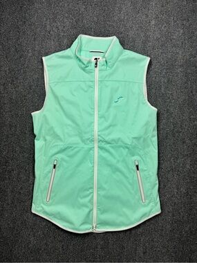 FootJoy Golf Vest Mint Green Size Medium Full Zip Pockets Sleeveless Soft Shell